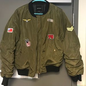 Unisex olive green Bomber Jacket